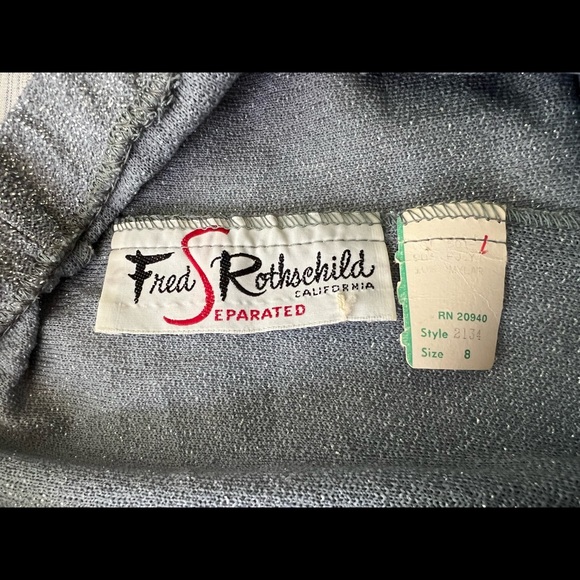 Fred Rothschild Silver Sparkle 70’s Blouse and Pant Set, Size 8 - Picture 5 of 10